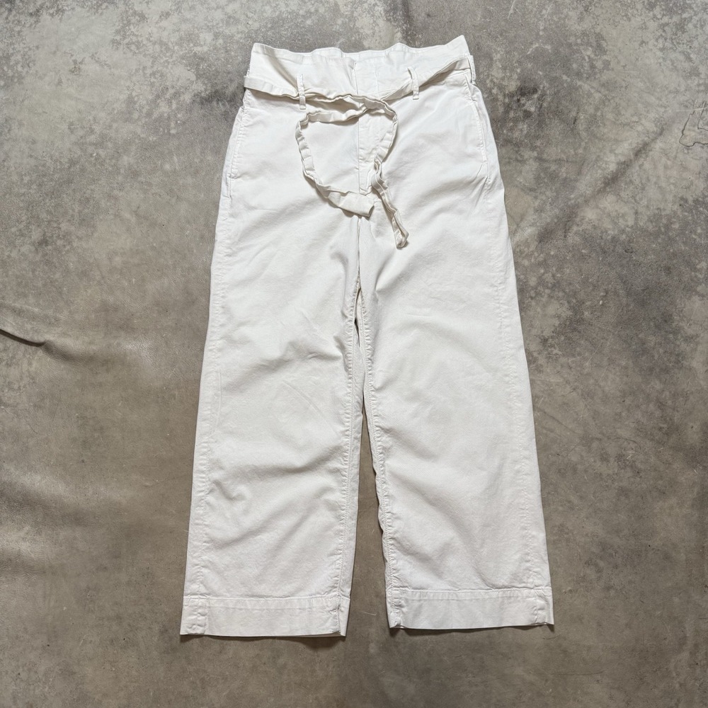 Mother Pants Womens Size 30 Cream Paperbag Greaser Ankle Straight Leg‎ Tie Waist